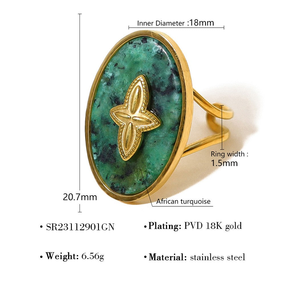 Turquoise Star Oval Ring-18mm