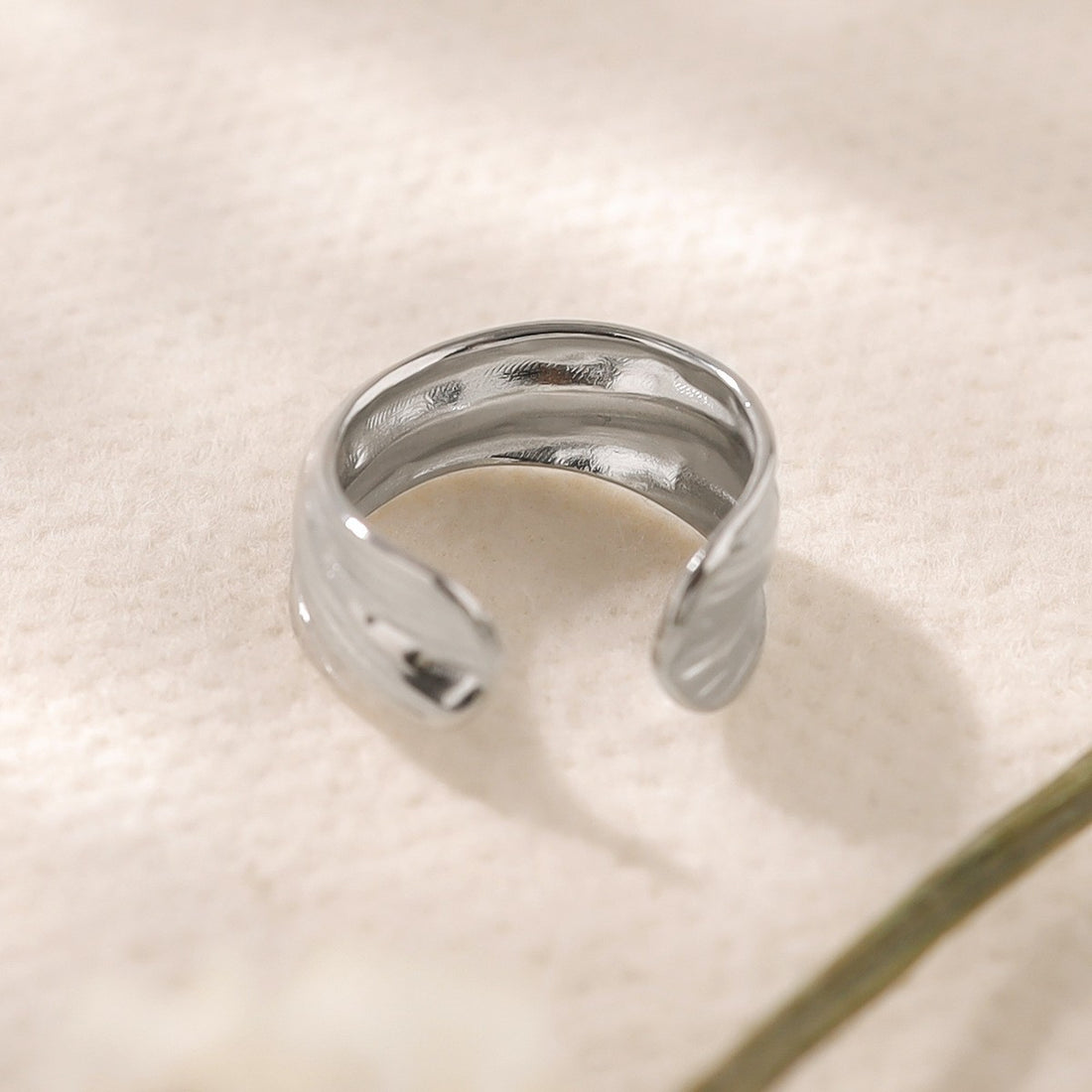 Silver Wave Open Ring Ear Cuff