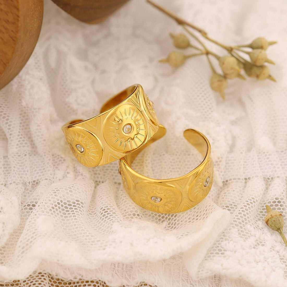 Sunburst Wide Band Ring-18mm