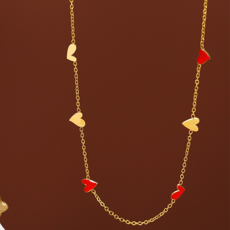 Red and Gold Drop Charm Necklace