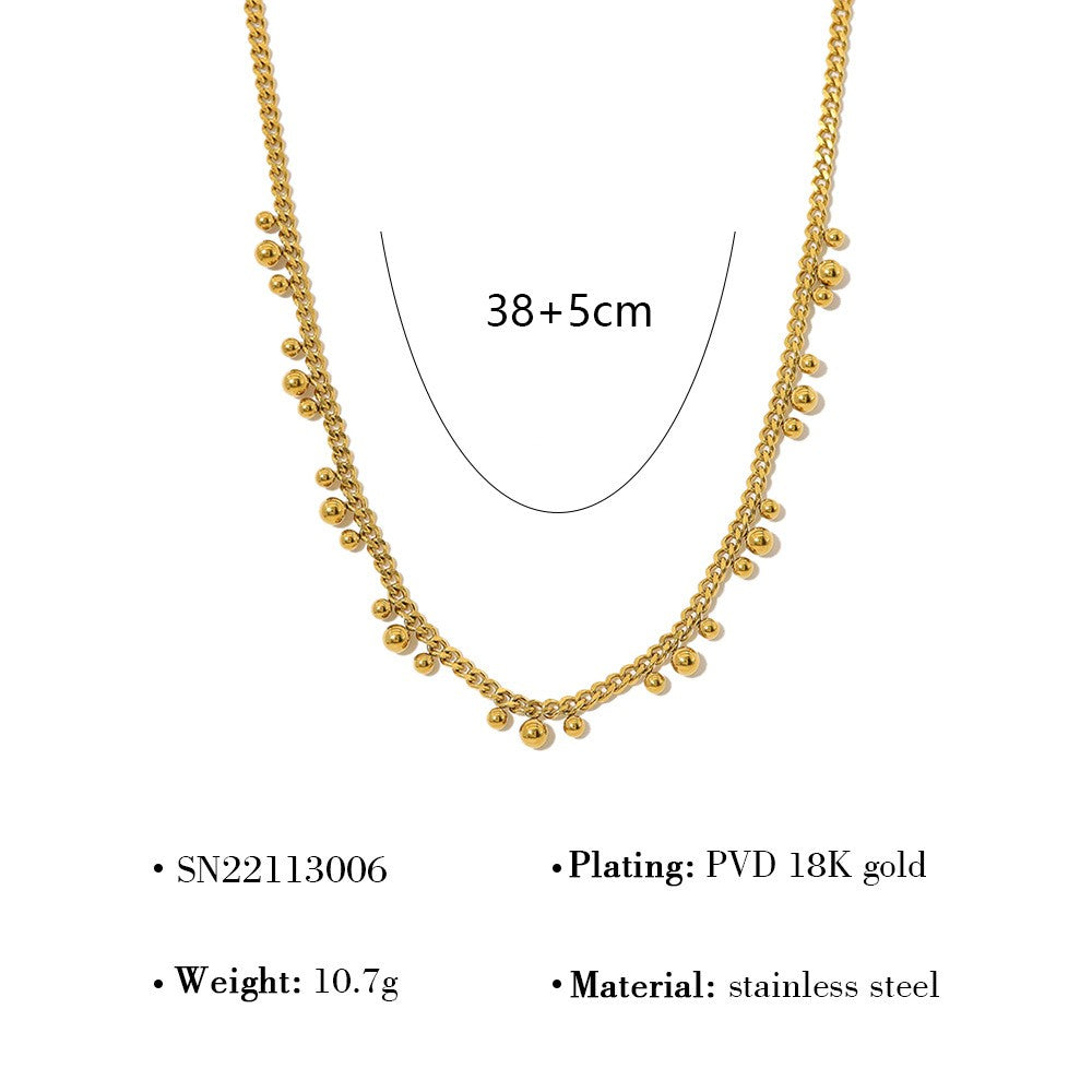 Gold Beaded Fringe Necklace