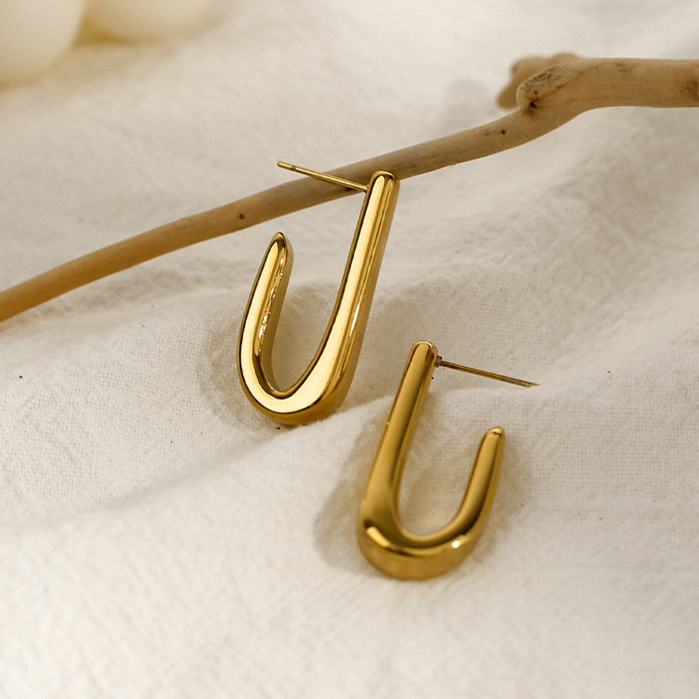 Sculpted U-Shaped Statement Hoops