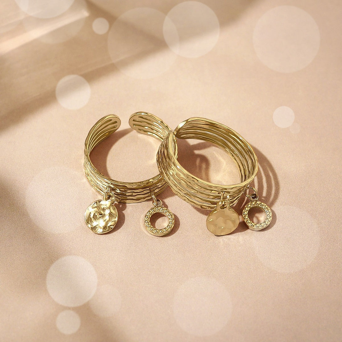 Stacked Dangle Charm Ring-18mm