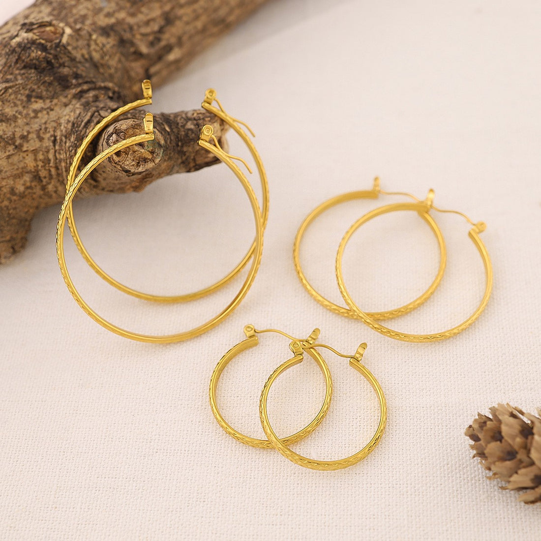 Twisted Gold Hoop Earrings 2.5cm