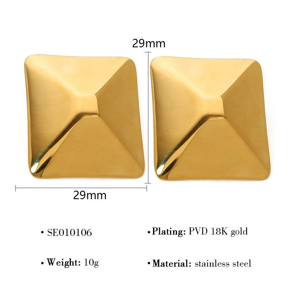 Gold Pyramid Stud Earrings