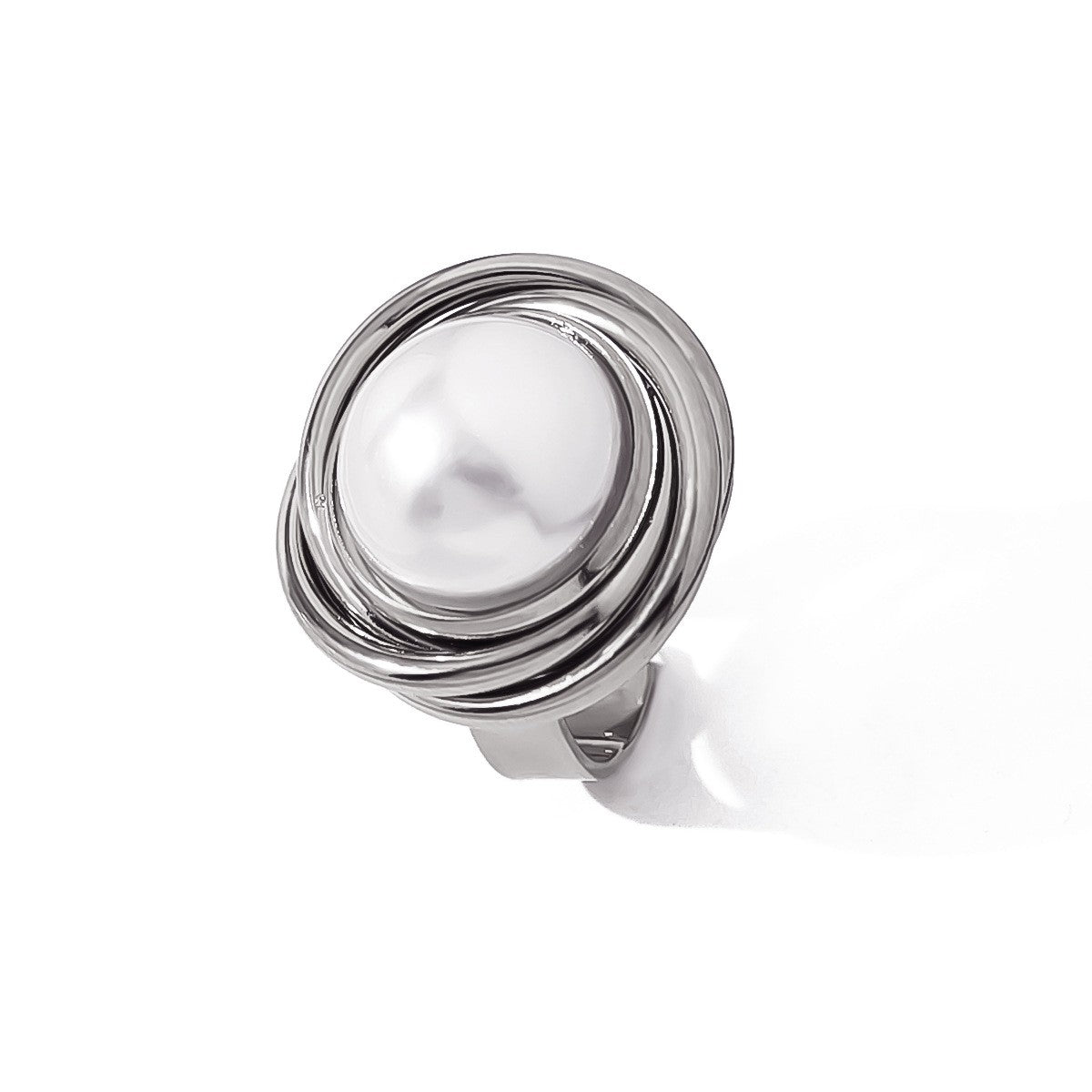 Silver Pearl Swirl Ring-18mm