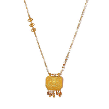 Golden Glow Square Pendant Necklace
