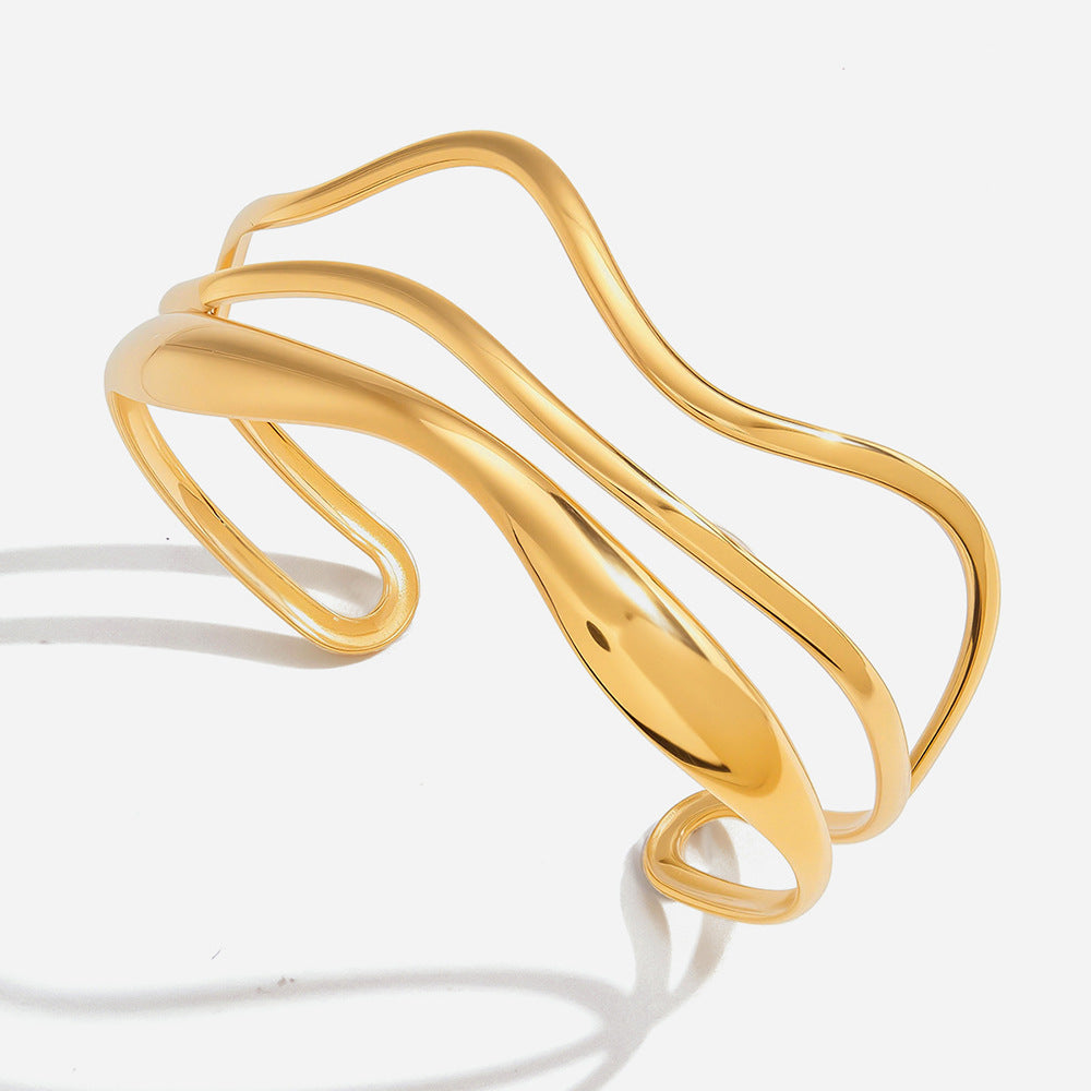 Wave Layer Gold Cuff