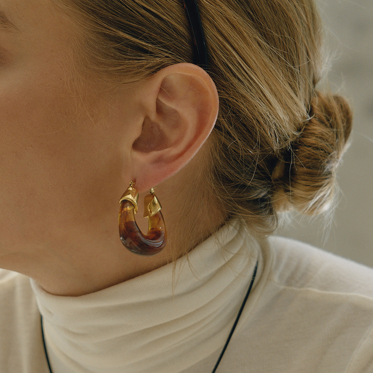 Chunky Resin Gold Hoop Earrings