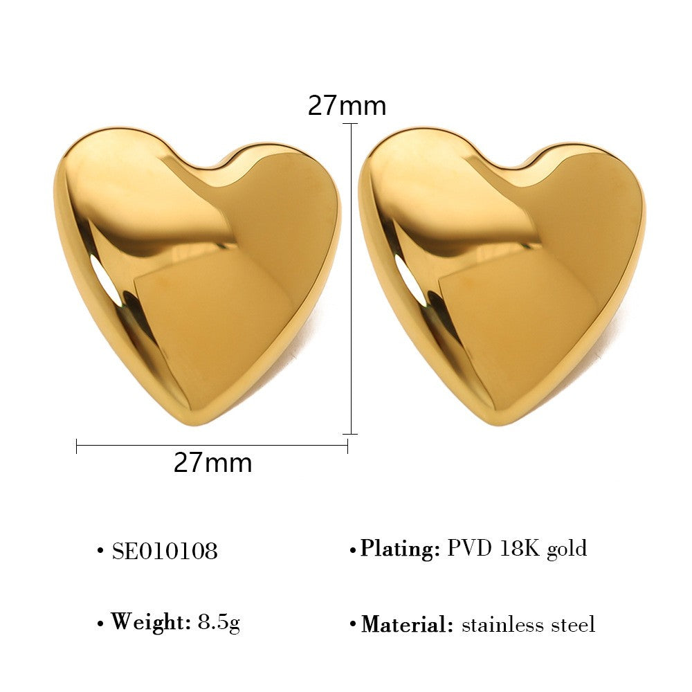 Gold Crinkle Heart Studs