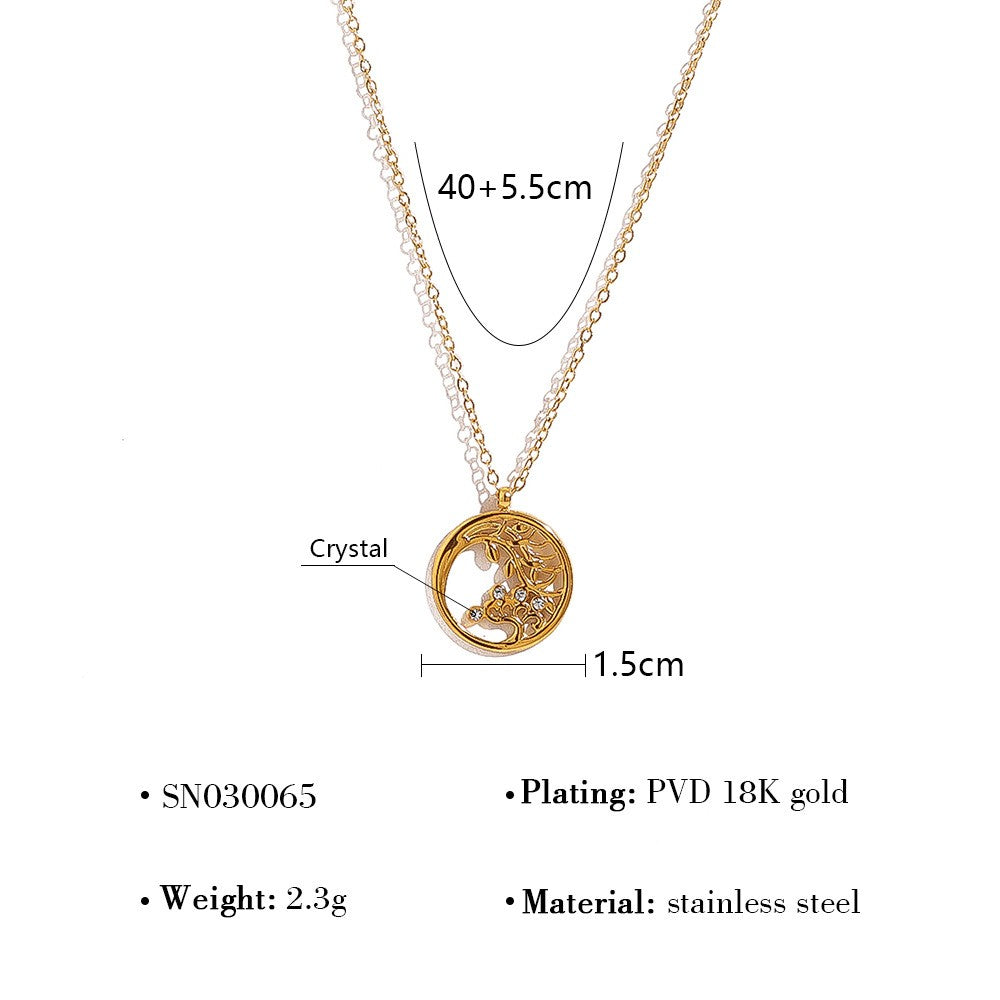 Golden Frame Circle Pendant Necklace