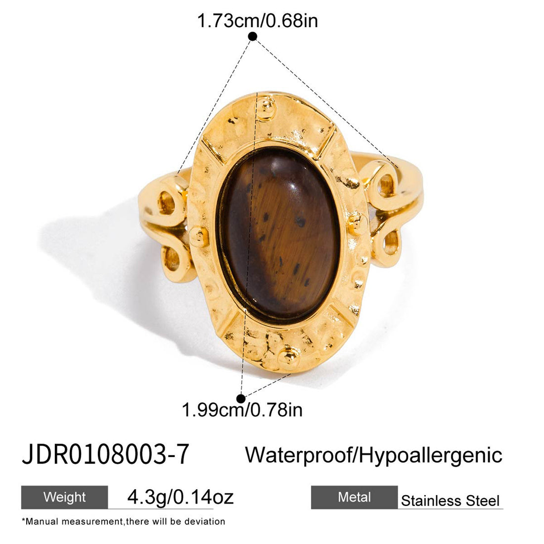 Textured Tiger Eye Gold Ring