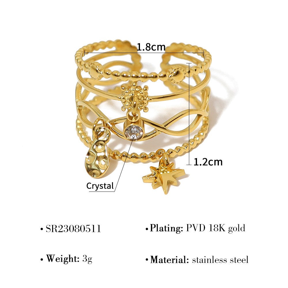 Crystal Starburst Cage Ring-18mm