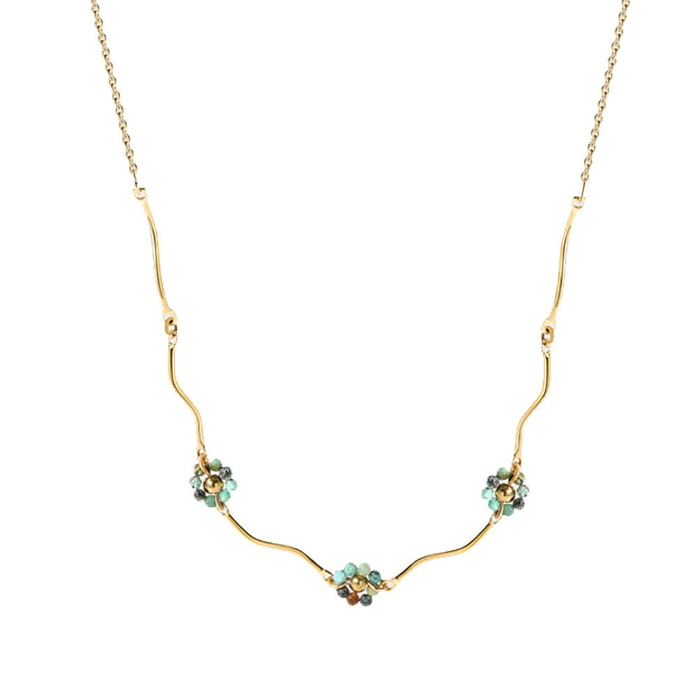 Green Gem & Pearl Accent Necklace