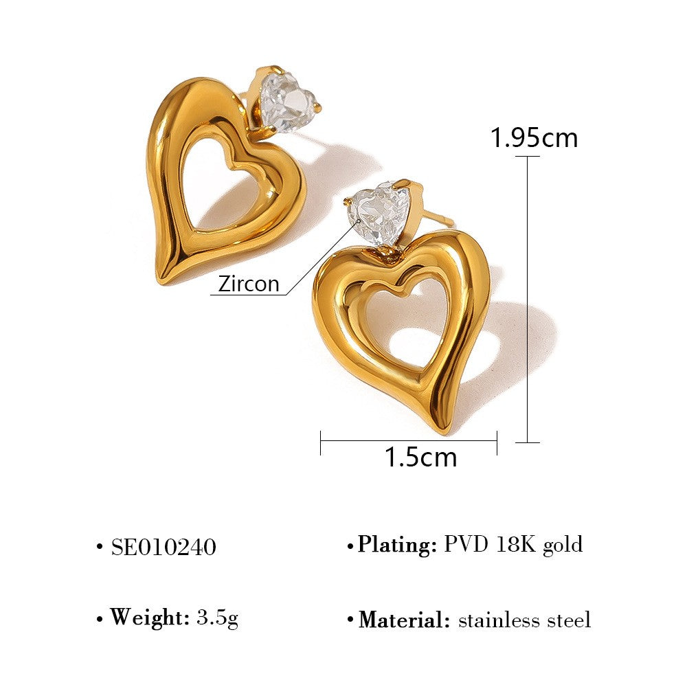 Crystal Heart Frame Studs