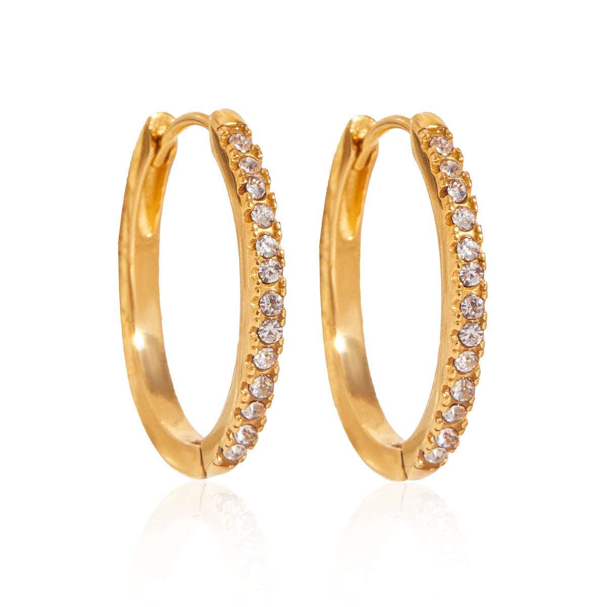 Gold CZ Pavé Hoop Earrings