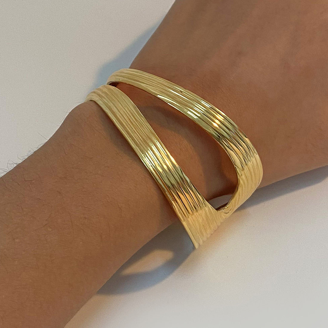 Multi-Wave Gold Cuff Bracelet
