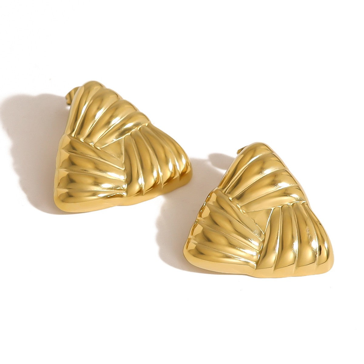 Bold Triangle Clip Earrings- Gold