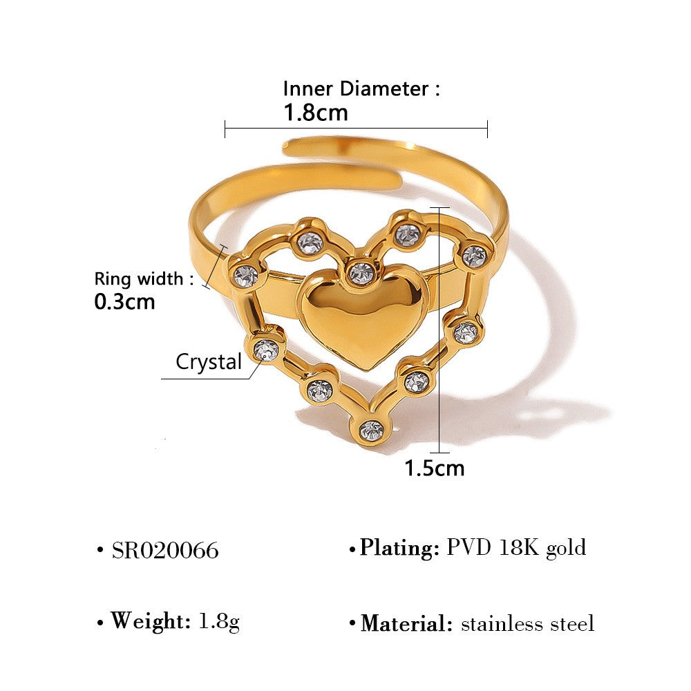Crystal Crown Heart Ring-17mm