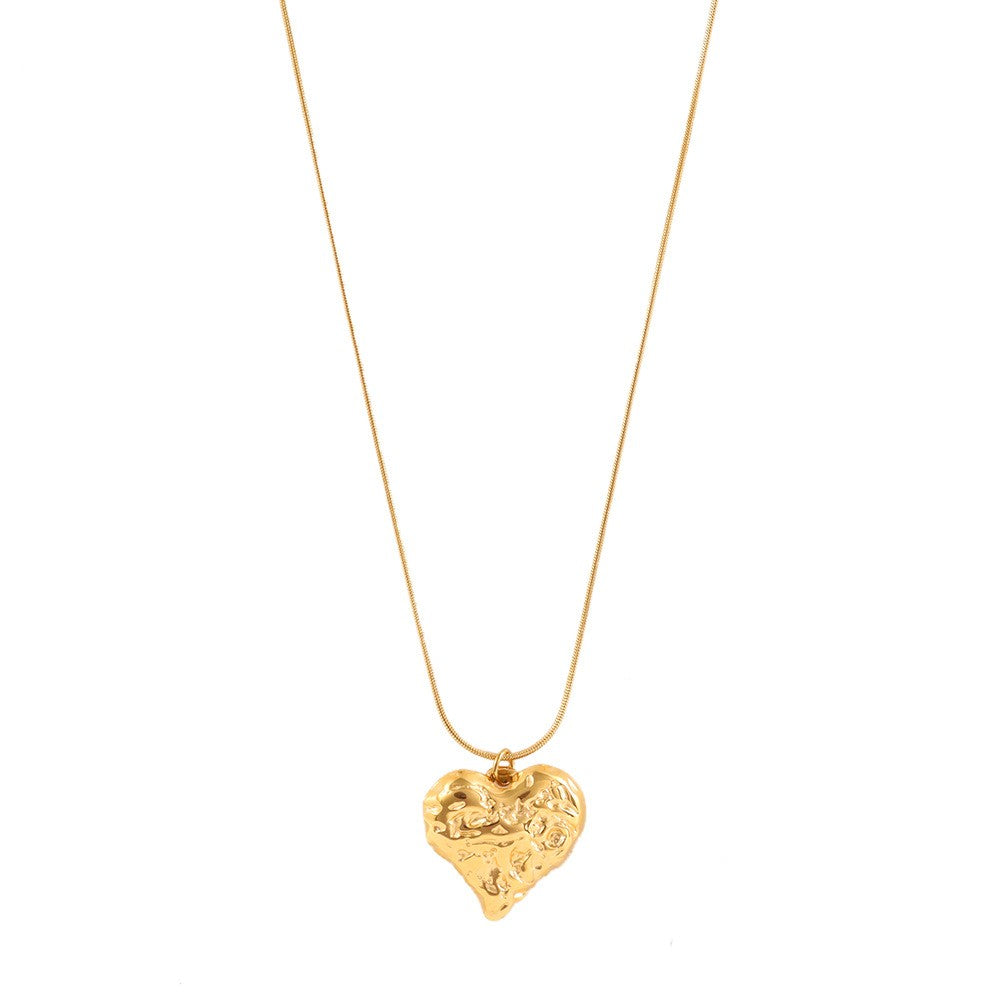 Gold Textured Heart Layered Necklace