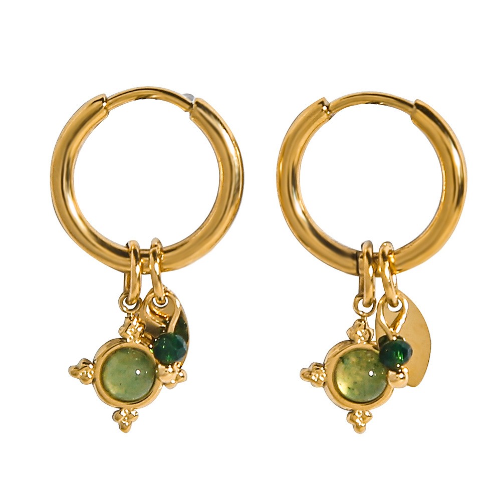 Green Star Charm Hoops