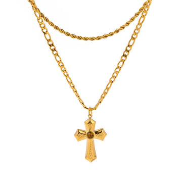 Gold Cross Layered Necklace