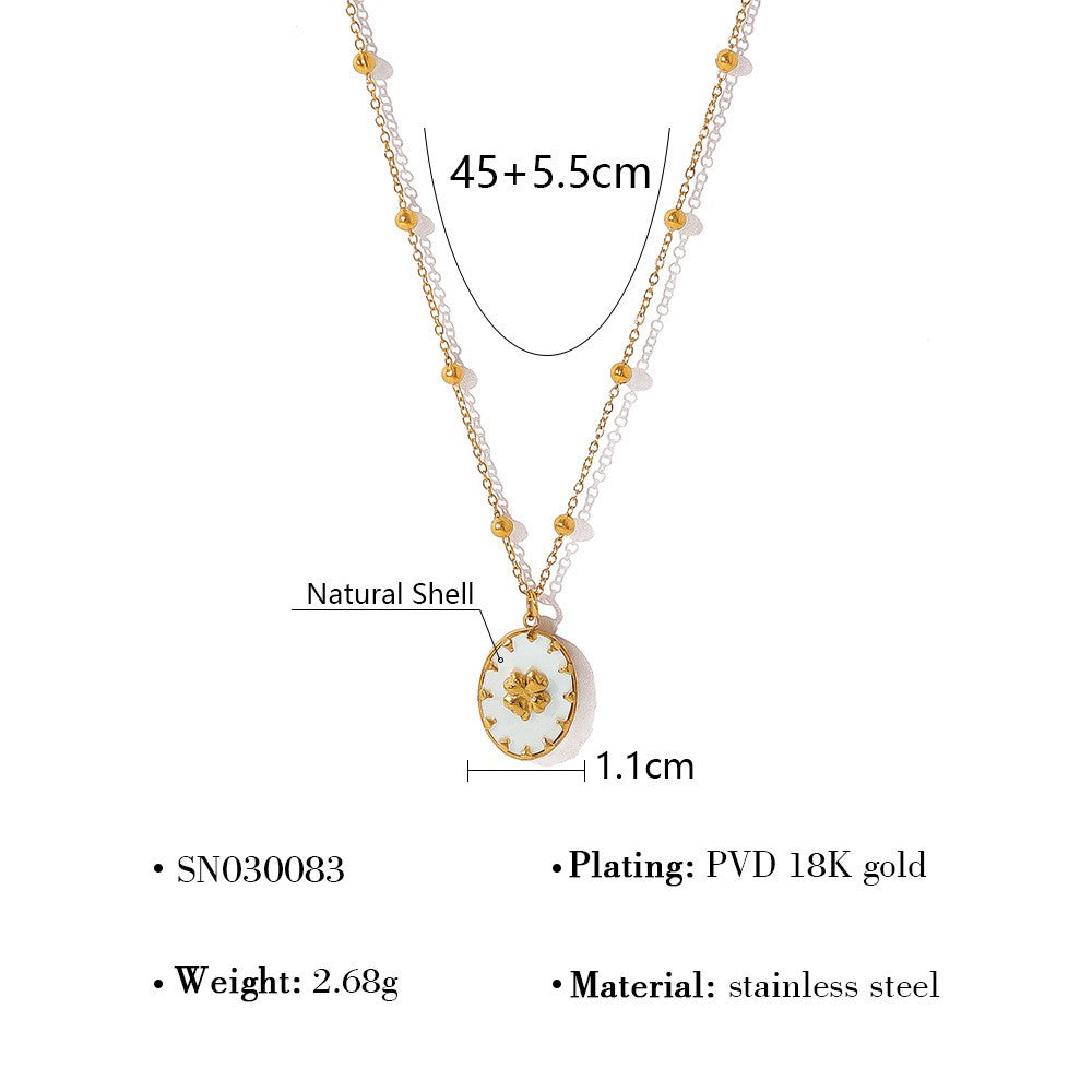 Medallion Layered Necklace with Metal Shells