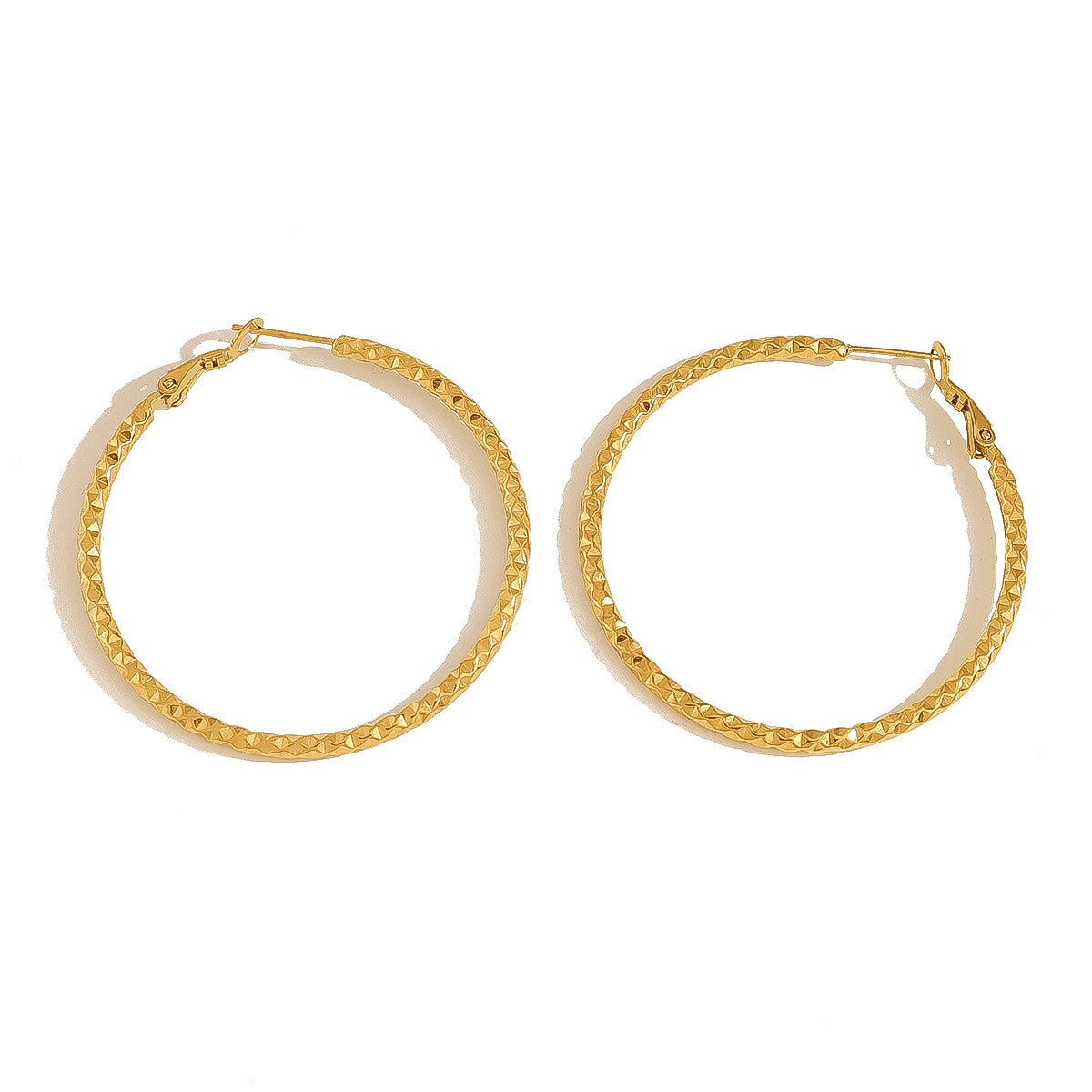 Textured Gold Hoop Earrings  3.5 cm