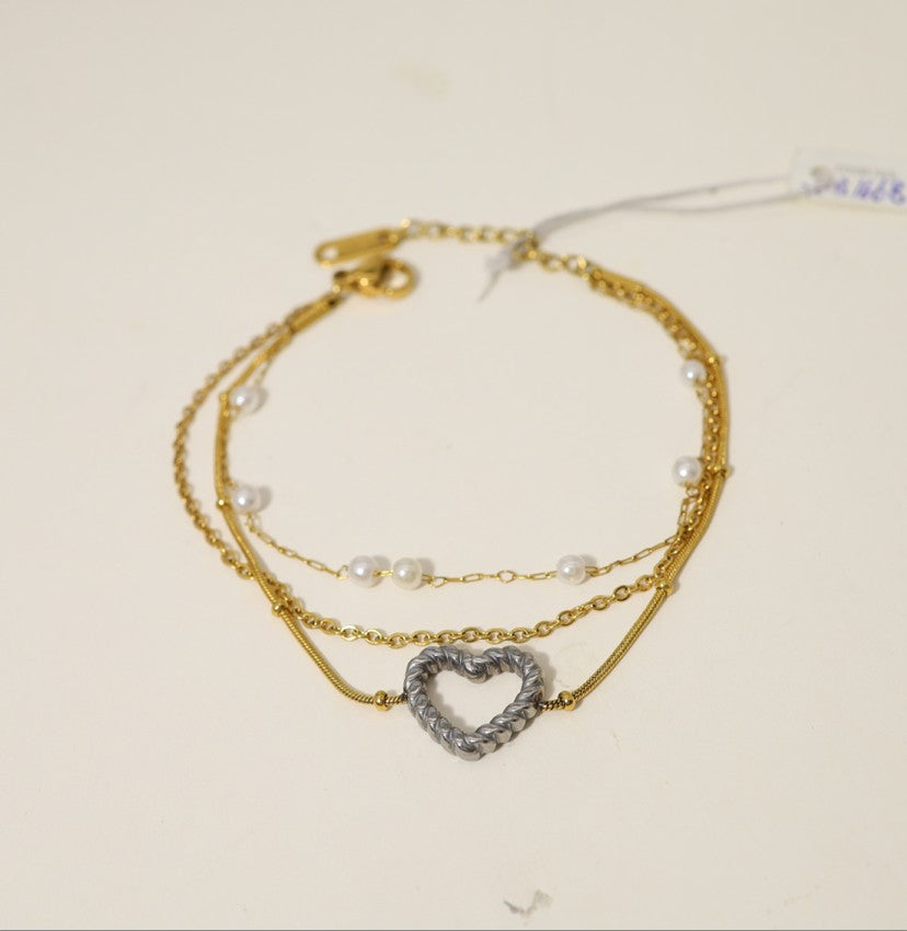 Layered Heart Charm Bracelet