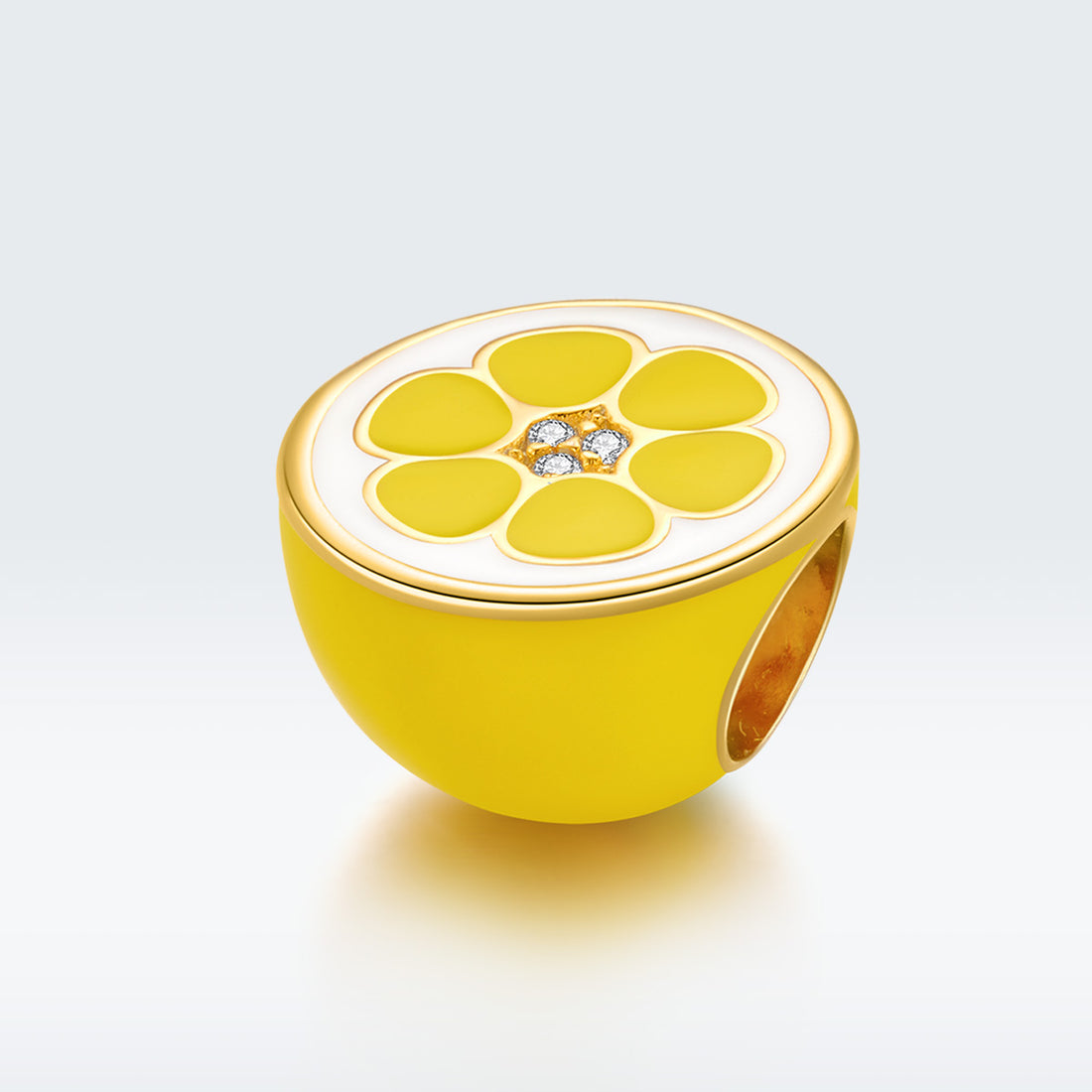 Yellow floral design ring with a white background