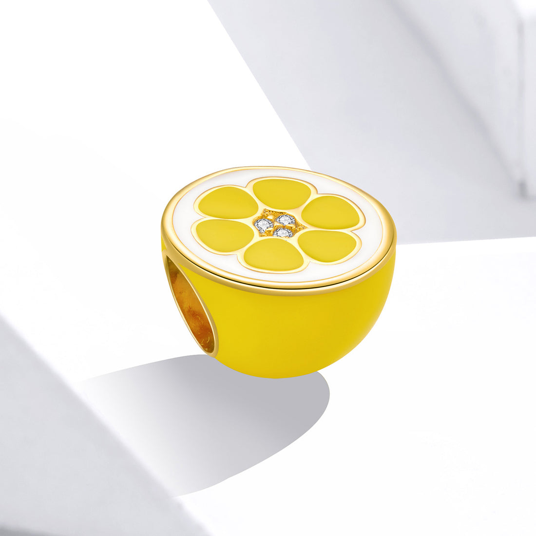 Yellow floral design ring with a white background