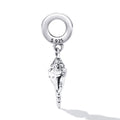 Silver shell charm with 'S 925' marking on a white background