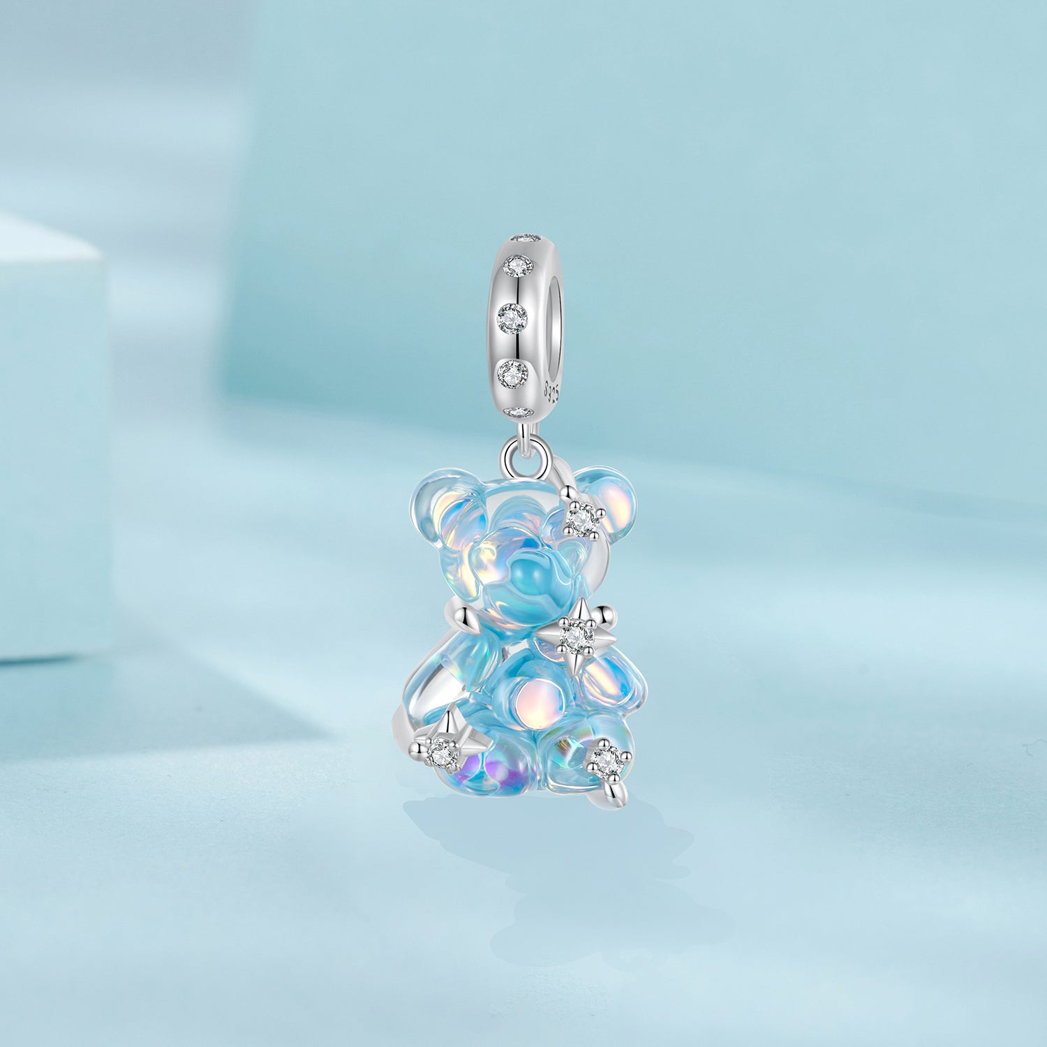 Iridescent Blue Teddy Bear Charm