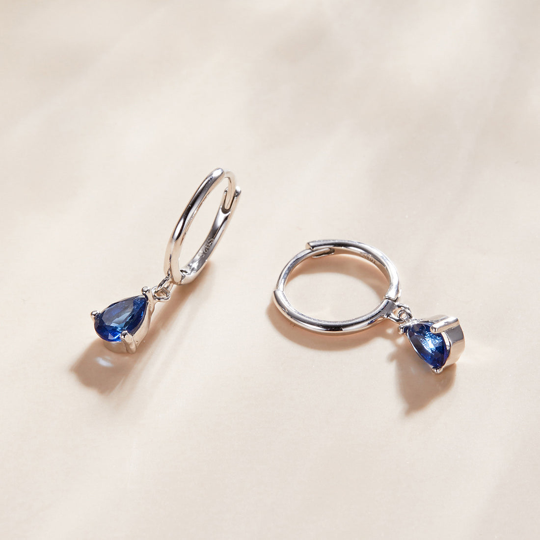 Sapphire Teardrop Hoop Earrings