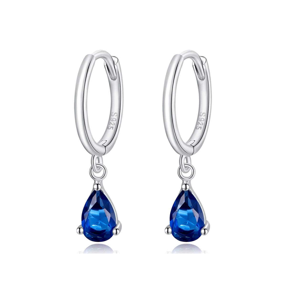 Sapphire Teardrop Hoop Earrings