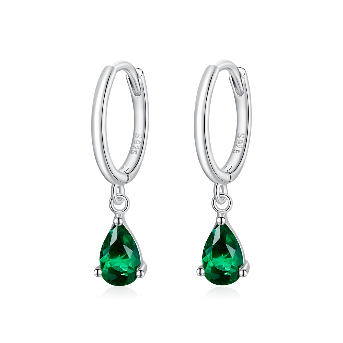 Green Teardrop Dangle Hoop Earrings