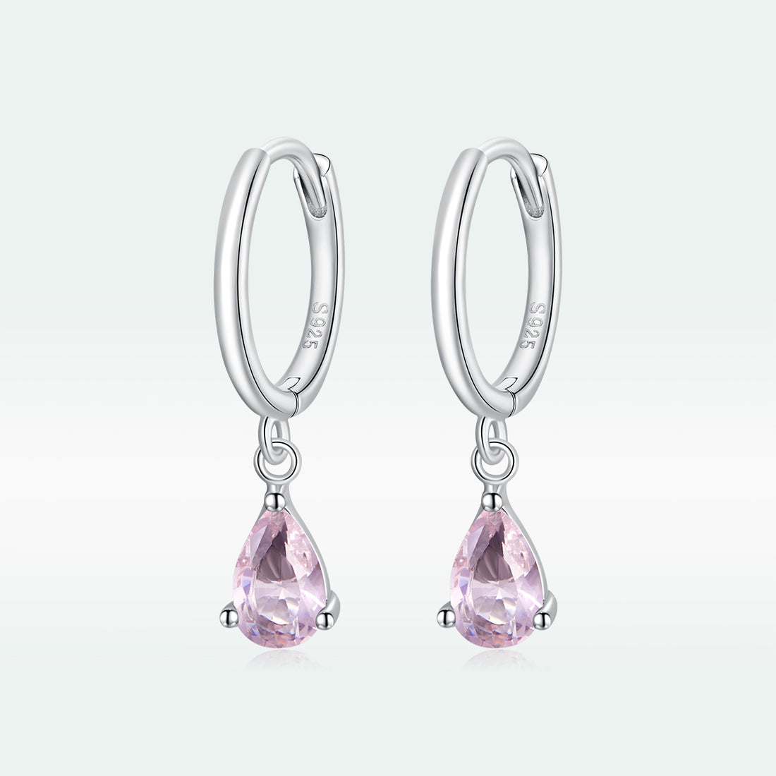 Pink Teardrop Dangle Hoop Earrings
