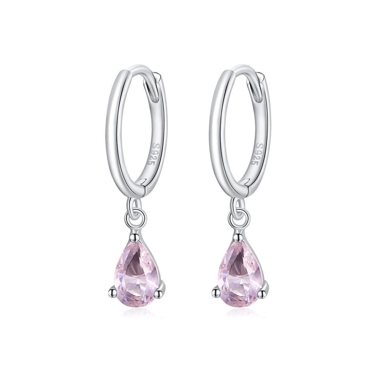 Pink Teardrop Dangle Hoop Earrings