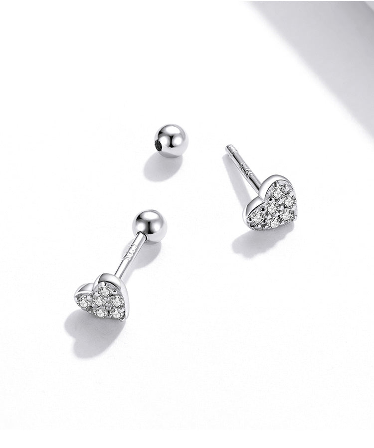 Mini Pave Heart Stud Earrings