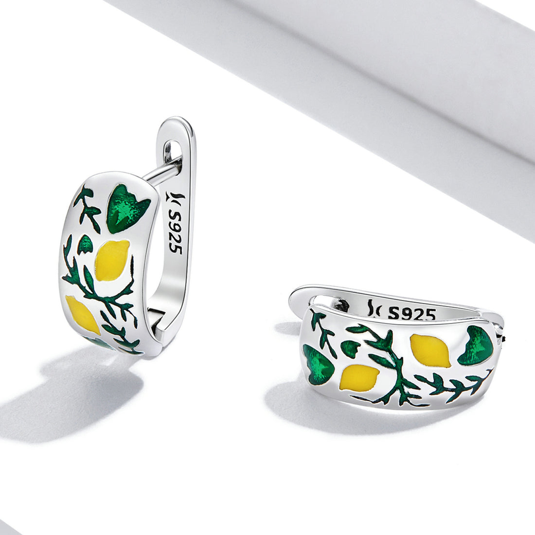 Lemon Enamel Huggie Hoop Earrings