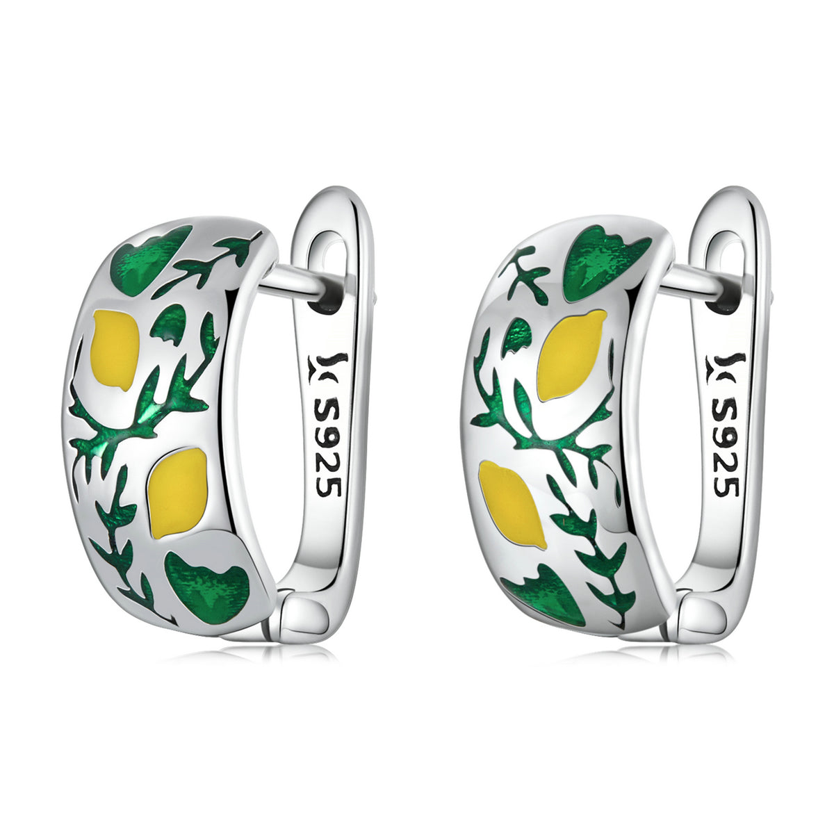 Lemon Enamel Huggie Hoop Earrings