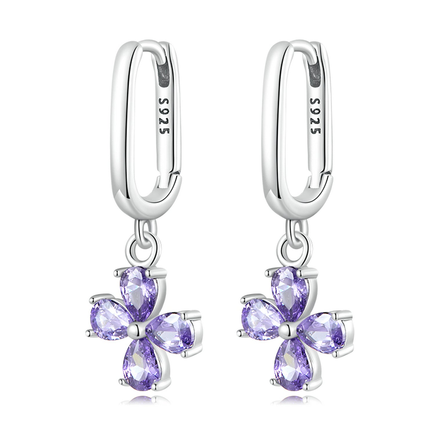 Violet Floral Drop Hoops