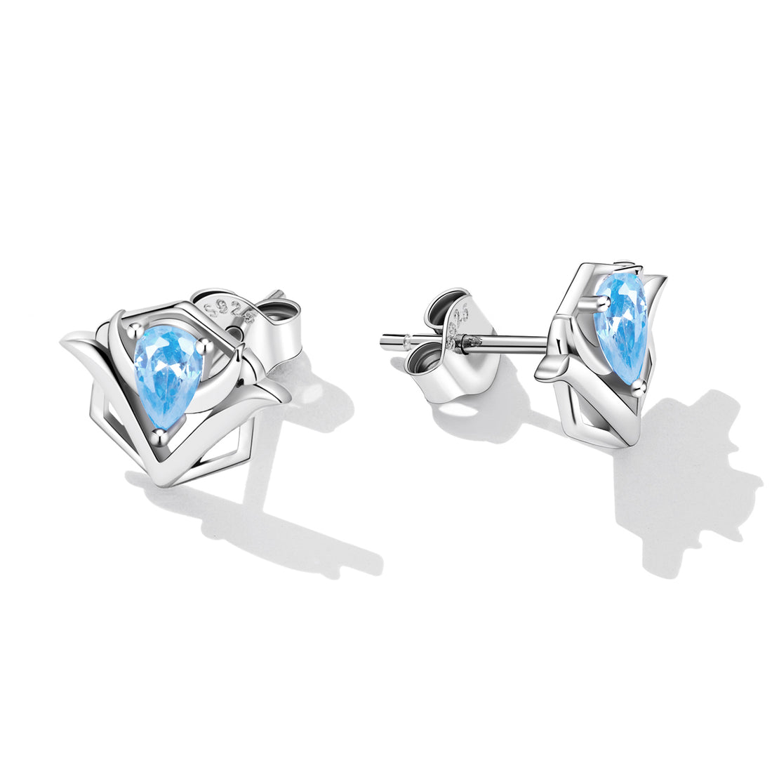 Blue Teardrop Lotus Studs