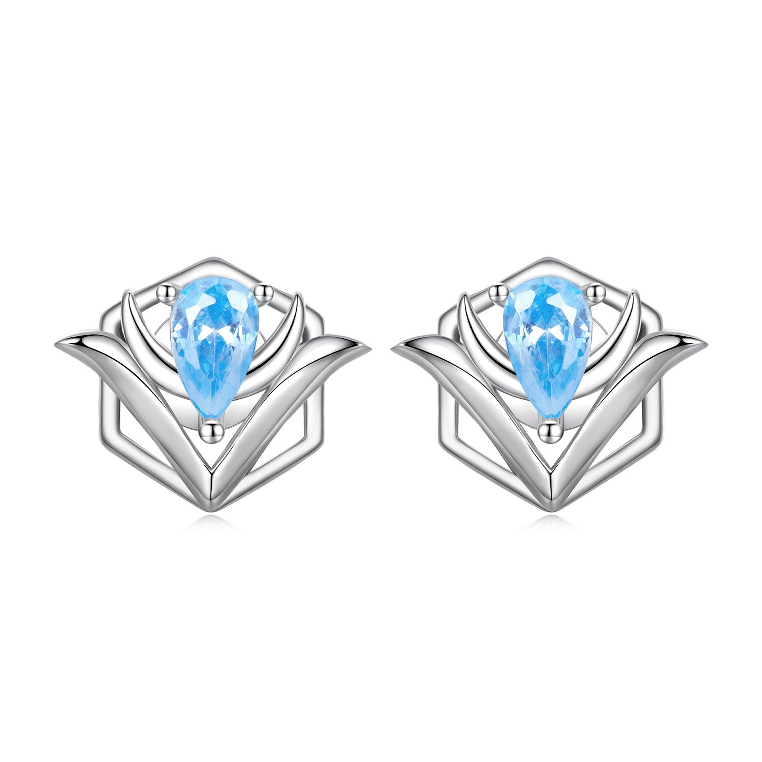 Blue Teardrop Lotus Studs