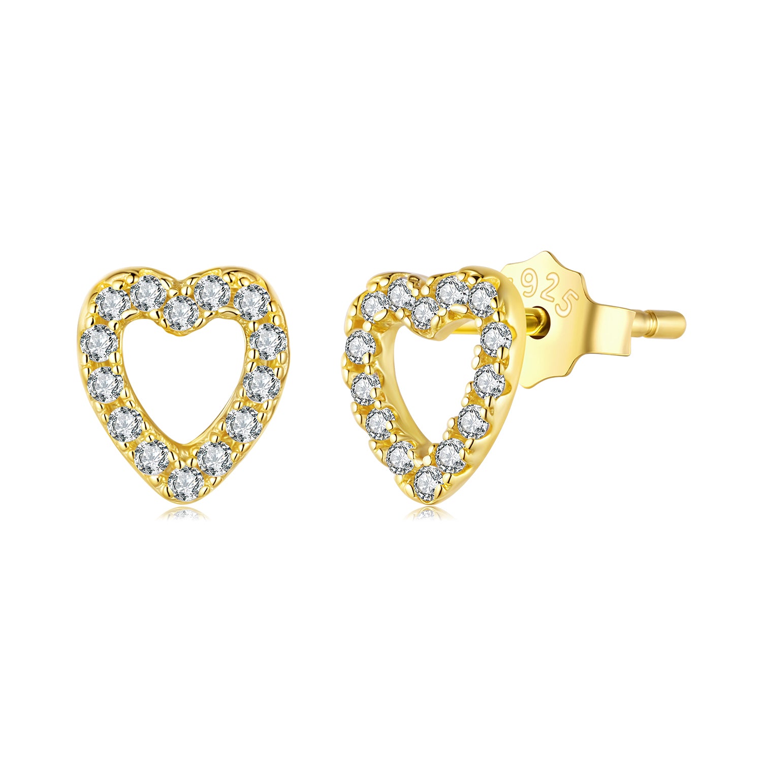 Gold Open Heart CZ Cartilage Stud