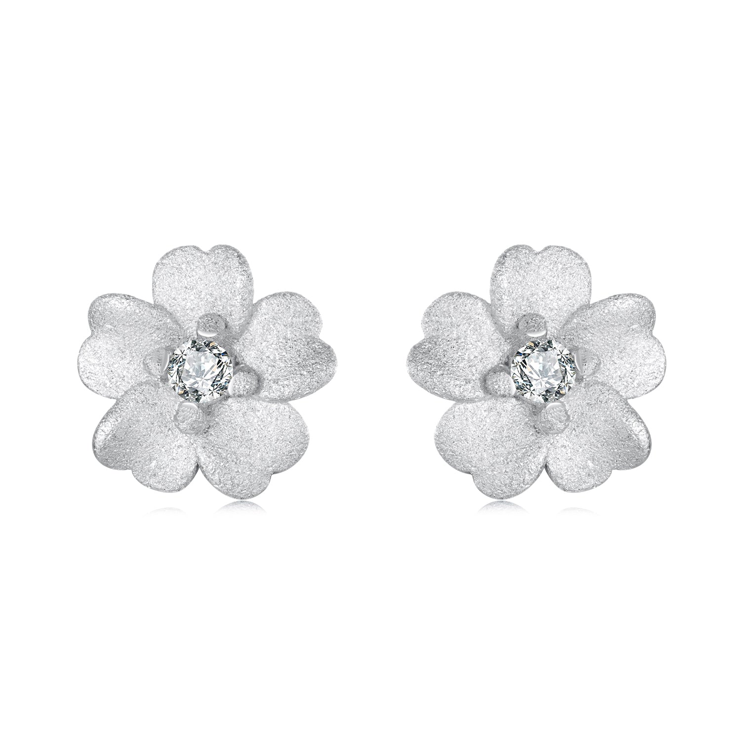 Matte Blossom Crystal Stud Earrings