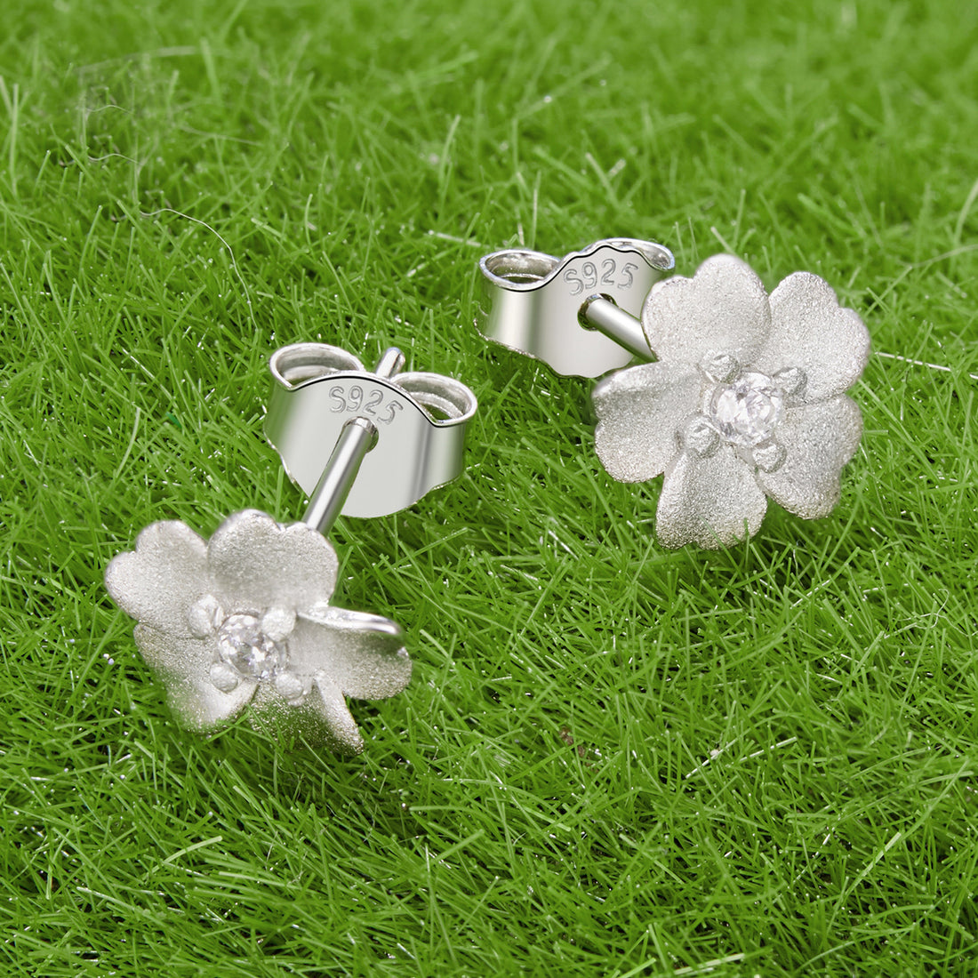 Matte Blossom Crystal Stud Earrings