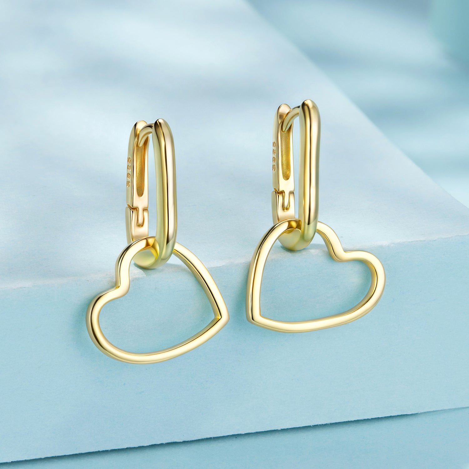 Gold Open Heart Hoop Earrings