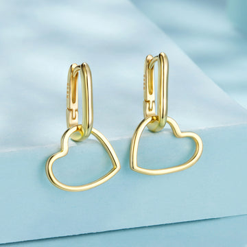 Gold Open Heart Hoop Earrings