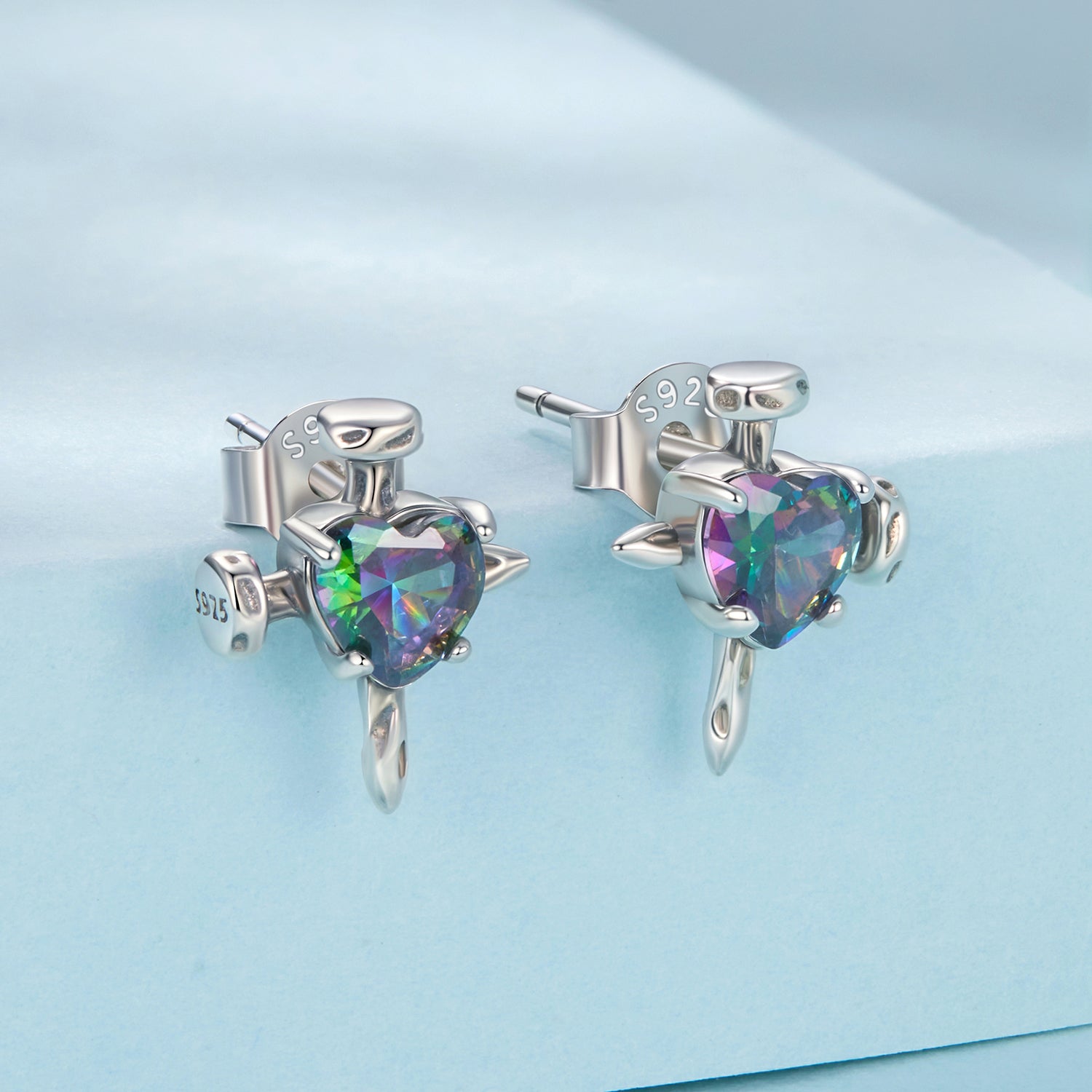Mystic Heart & Sword Stud Earrings